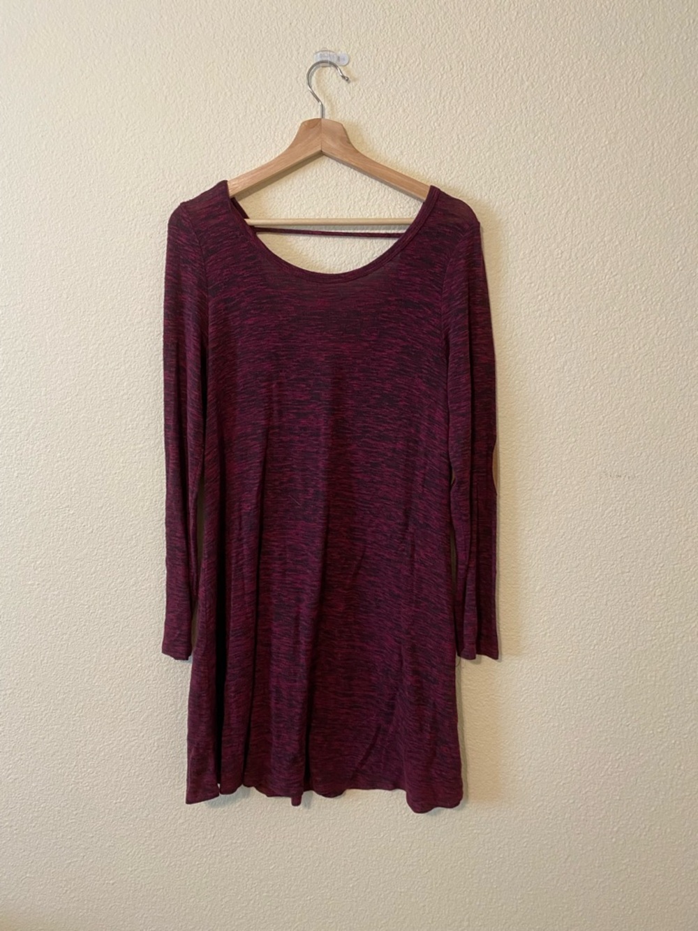 Long Sleeve Dress in Burgundy Heather